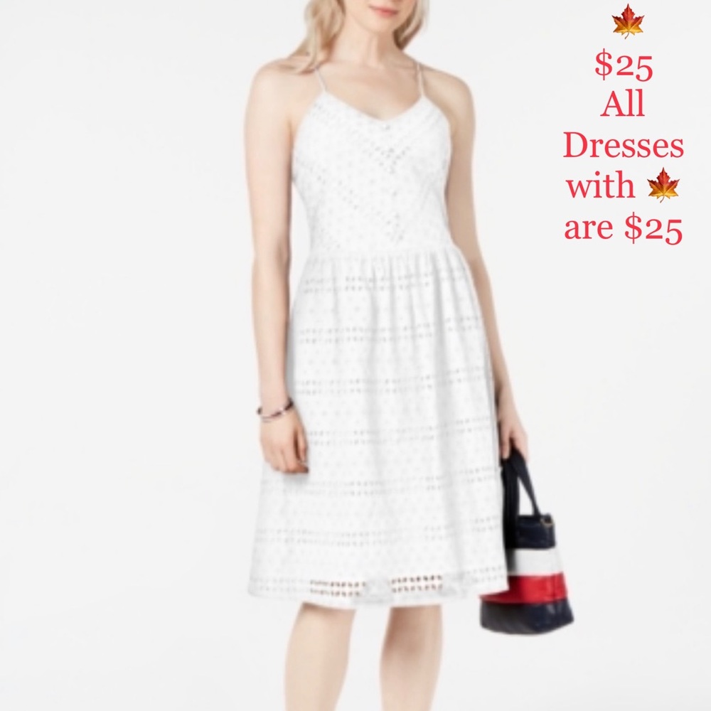 🍁Tommy Hilfiger Cotton Eyelet Camisole White Dres